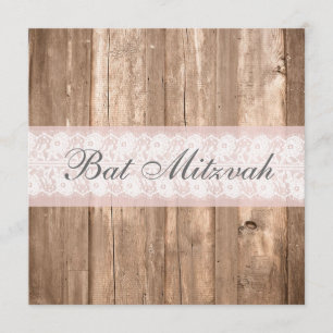 Shabby Chic Rustic Bat Mitzvah Party Invitation Kaart