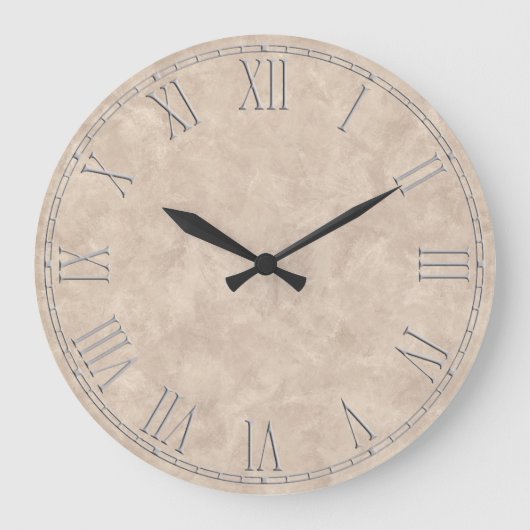 Shabby Chic Rustic Beige Tan Large Clock Grote Klok (Voorkant)