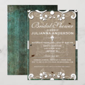 Shabby Chic Rustic Burlap Vrijgezellenfeest Invite Kaart (Voorkant / Achterkant)