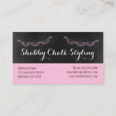 Shabby Chic Rustic Chalkboard Pink Baby Baby Bib Visitekaartje (Achterkant)