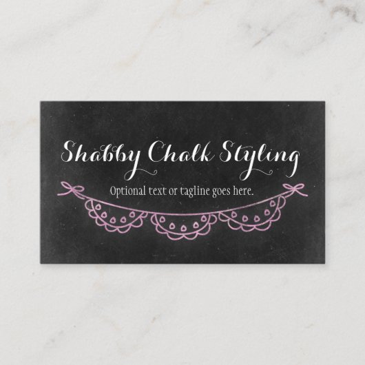 Shabby Chic Rustic Chalkboard Pink Baby Baby Bib Visitekaartje (Voorkant)