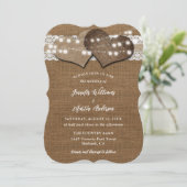 Shabby Chic Rustic Country Burlap Lace Wedding Kaart (Staand voorkant)