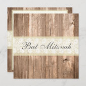 Shabby Chic Rustic Cream Bat Mitzvah Party Kaart (Voorkant / Achterkant)