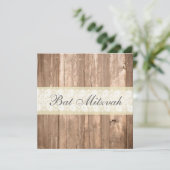 Shabby Chic Rustic Cream Bat Mitzvah Party Kaart (Staand voorkant)