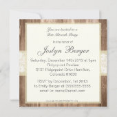 Shabby Chic Rustic Cream Bat Mitzvah Party Kaart (Achterkant)