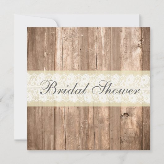 Shabby Chic Rustic Cream Bridal Shower Invitation Kaart (Voorkant)