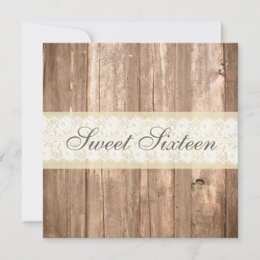 Shabby Chic Rustic Cream Sweet Sixteen Kaart (Voorkant)