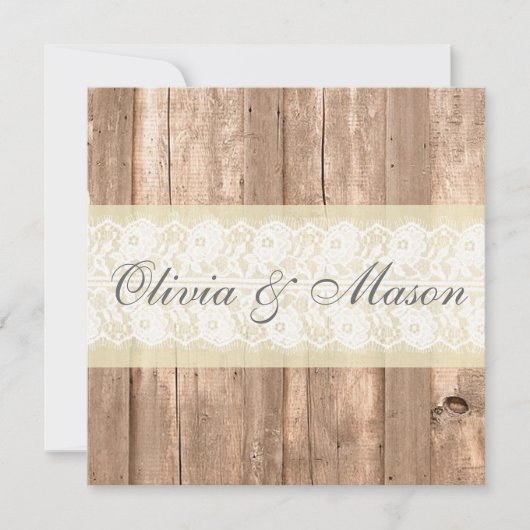 Shabby Chic Rustic Cream Wedding Uitnodiging (Voorkant)