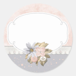Shabby Chic Rustic Floral Sewing Buttonnen Boutiqu Ronde Sticker