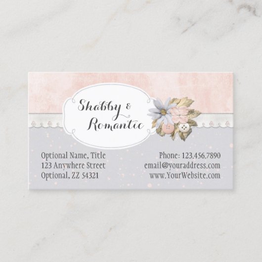 Shabby Chic Rustic Floral Sewing Buttonnen Boutiqu Visitekaartje (Voorkant)