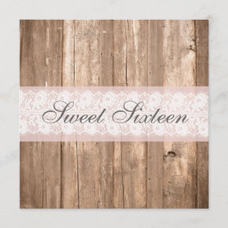 Shabby Chic Rustic Sweet Sixteen Birthday Party Kaart