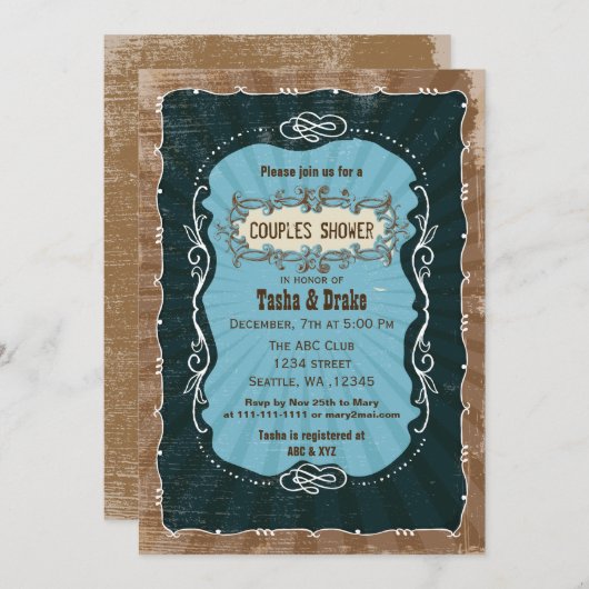  shabby chic rustic Vrijgezellenfeest Invites Kaart (Voorkant / Achterkant)