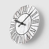 Shabby Chic Rustic White Wood Country Farmhouse Ronde Klok (Hoek)
