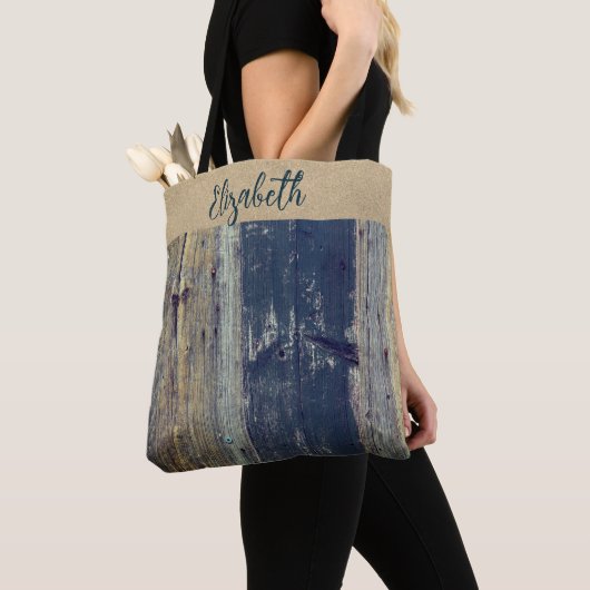 Shabby Chic Rustic Wood - Gepersonaliseerd Tote Bag (Dichtbij)