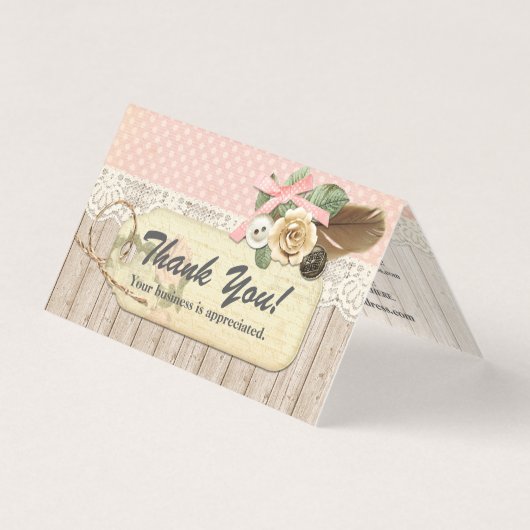 Shabby Chic Rustic Wood,  kant bedankt Kaart (Voorkant)