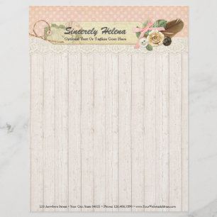 Shabby Chic Rustic Wood,  kant en doder Custom Briefhoofd