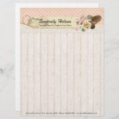 Shabby Chic Rustic Wood,  kant en doder Custom Briefhoofd (Voorkant / Achterkant)
