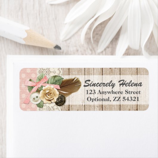 Shabby Chic Rustic Wood,  kant en doder Etiket (Insitu)