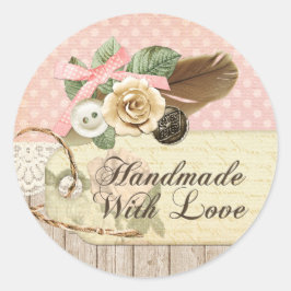 Shabby Chic Rustic Wood,  kant en doder Ronde Sticker