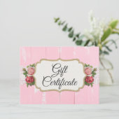 Shabby Chic Rustic Wood Pink Cadeaubon Kaart (Staand voorkant)