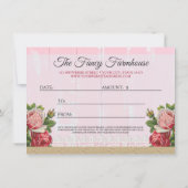 Shabby Chic Rustic Wood Pink Cadeaubon Kaart (Achterkant)