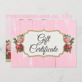 Shabby Chic Rustic Wood Pink Cadeaubon Kaart