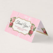 Shabby Chic Rustic Wood Pink Floral Roos Dank u Kaart (Voorkant)
