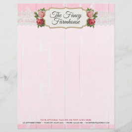 Shabby Chic Rustic Wood Pink Floral  Rozen Briefhoofd