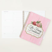 Shabby Chic Rustic Wood Pink Floral Rozen Planner (Display)