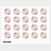 Shabby Chic Rustic Wood Pink Floral  Rozen Ronde Sticker (Vel)