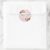 Shabby Chic Rustic Wood Pink Floral  Rozen Ronde Sticker (Tas)