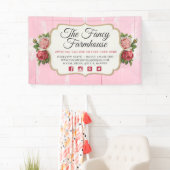 Shabby Chic Rustic Wood Pink Floral  Rozen Spandoek (Insitu)