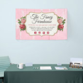 Shabby Chic Rustic Wood Pink Floral  Rozen Spandoek (Beurs)