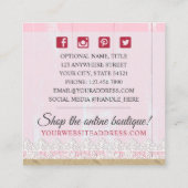 Shabby Chic Rustic Wood Pink Floral  Rozen Vierkante Visitekaartje (Achterkant)