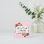 Shabby Chic Rustic Wood Pink Floral  Rozen Vierkante Visitekaartje (Staand voorkant)
