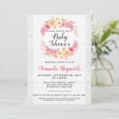 Shabby Chic Rustiek Bloemen Baby shower Uitnodigin Kaart (Staand voorkant)