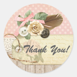 Shabby Chic Rustiek Hout, Craft Dank u Ronde Sticker