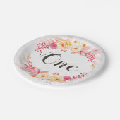 Shabby Chic Rustieke Bloemen Een Eerste Verjaardag Papieren Bordje (Gekanteld)