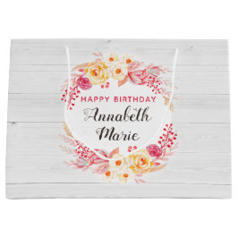 Shabby Chic Rustieke Bloemen Rozen Happy Birthday Groot Cadeauzakje