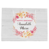 Shabby Chic Rustieke Bloemen Rozen Happy Birthday Groot Cadeauzakje (Achterkant)