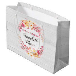Shabby Chic Rustieke Bloemen Rozen Happy Birthday Groot Cadeauzakje