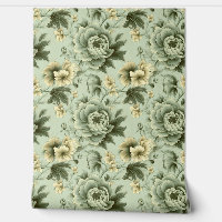 Shabby chic salie groen wit  bloemetjes