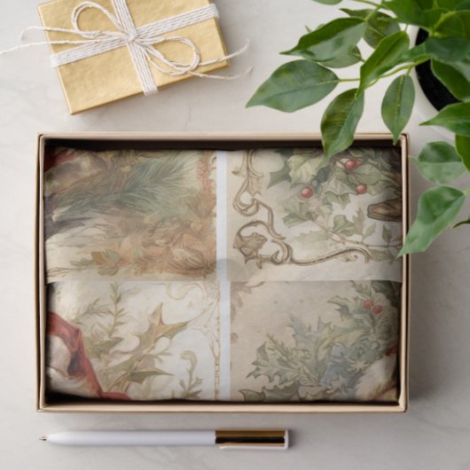 Shabby Chic Santa 4 Square Tissuepapier (Geschenk)