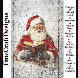 Shabby Chic Santa Lezen Op Hout AY8 Decoupage Tissuepapier