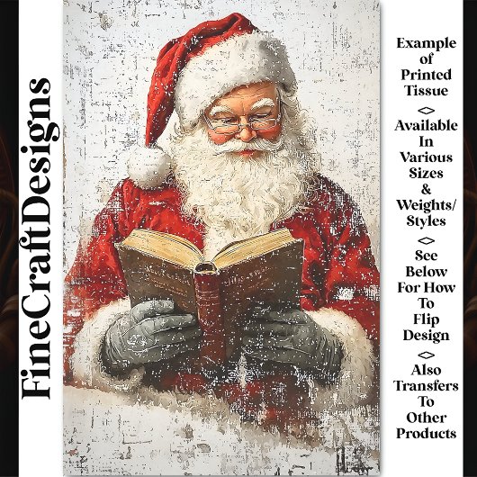 Shabby Chic Santa Lezen Op Hout AY9 Decoupage Tissuepapier