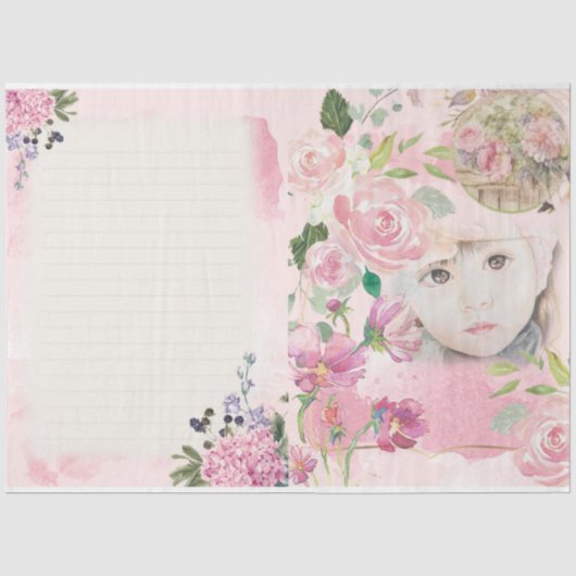 Shabby Chic Schrijfreeks Design 1 Tissuepapier (Voorkant)