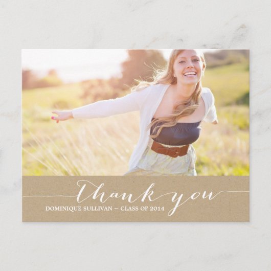 Shabby Chic Script Afstuderen Hartelijk dank Brief Briefkaart (Voorkant)