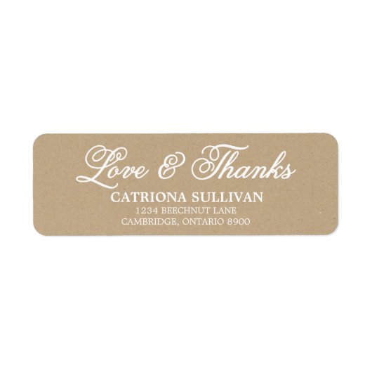 Shabby Chic Script Love & Bedankt Address Label (Voorkant)