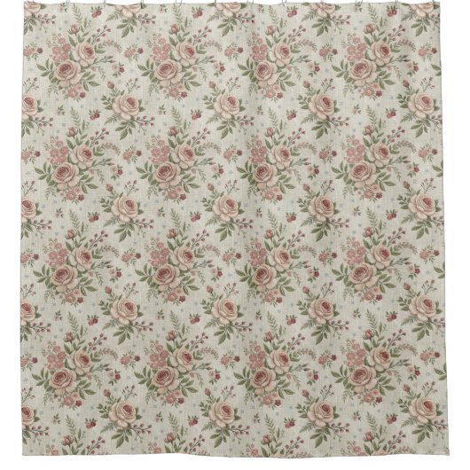 Shabby Chic Shower Curtain Soft Pastel Flowers Douchegordijn (Voorkant)
