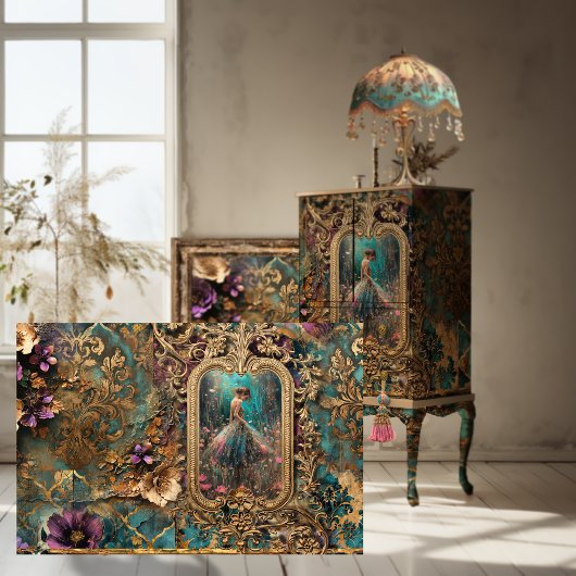 Shabby Chic, Sierlijk, Portret van een Danseres Tissuepapier